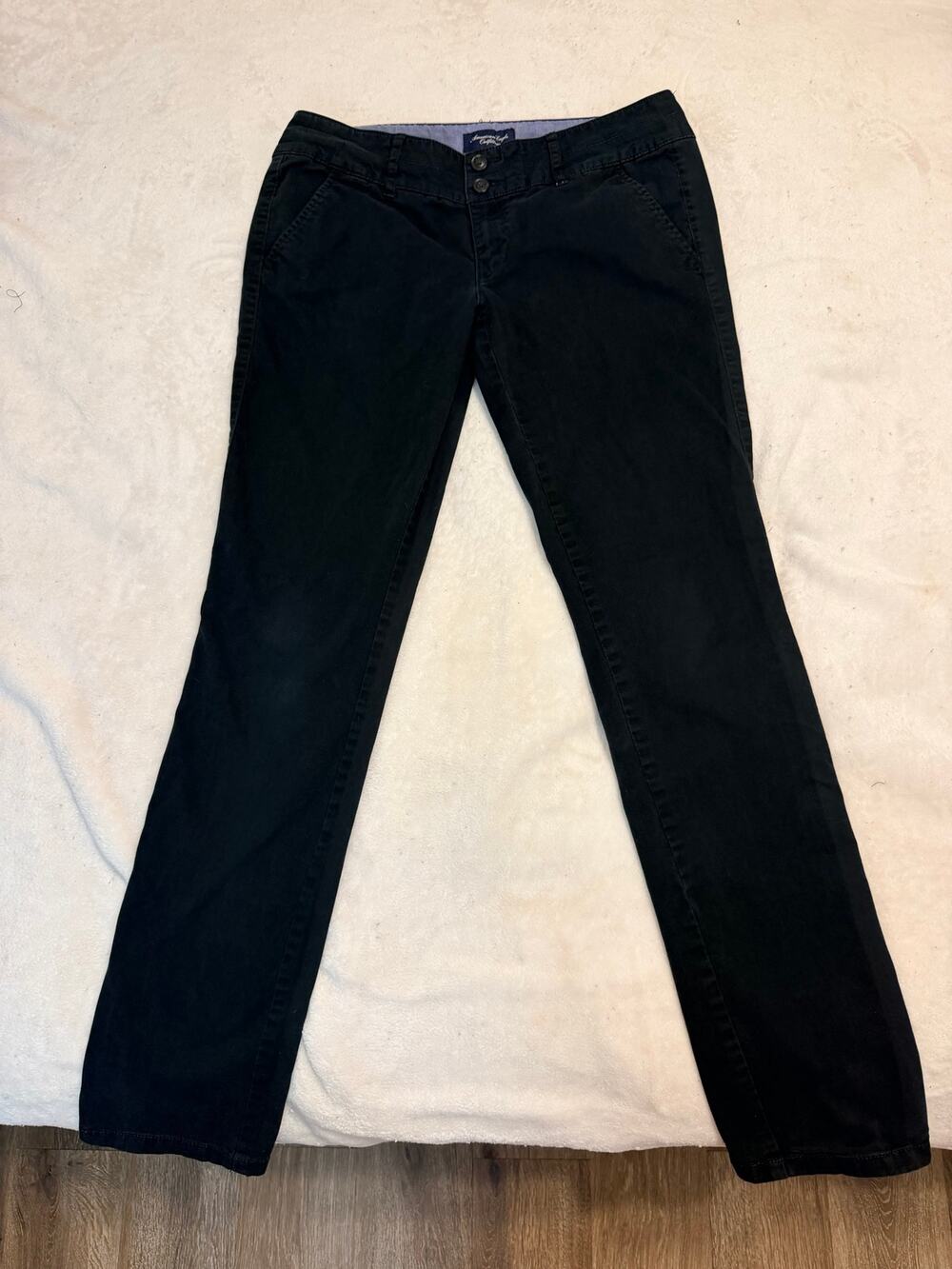 American Eagle Black Stretch Straight Leg Pants Women’s Size 6
